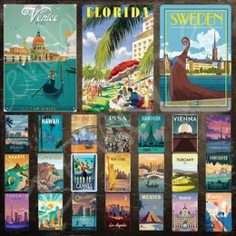 National Landmark Metal Poster Vintage Metal Tin Sign Landscape Shabby Tin Plates Plaque Retro Iron Painting Man Cave Decoration Home Wall Decor Size 30X20CM w01