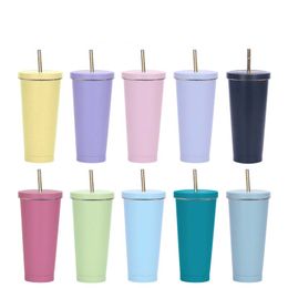 Water jug 304 stainless steel straw cup cross-border large capacity vacuum coffee cup portable car cup thermos water bottle