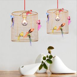 Pendant Lamps MATHIEU CHALLIERES Lamp Creative Bird Cage Light Nordic Loft Home Living Room Bedroom Gold Decor