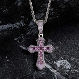 Tiktok Live Broadcast Cross Exaggeration Large Square Diamond Pendant Stylish Male Daily Fashion with Personalised Religious Accessories