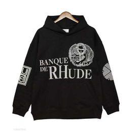 Mens Sweater Rhude Designer Hoodie Letter-printed Long-sleeved Street Holiday Casual Couple's Same Clothing 23 S-xl K88