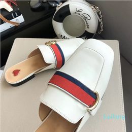 Designer Women Genuine Leather Slipper Brand Slides High Quality Calfskin Sandals Flat Heel Slippers Home Loafers Sandal Luxurys Designers Shoes