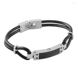 Bangle IJB5030 Men's Leather Bracelet For Ashes Stainless Steel Cremation Urn Bracelet&Bangle Personality Gifts Wholesale Or Retail