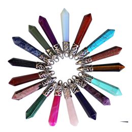 car dvr Pendant Necklaces Natural Hexagonal Column Female Creative Diy Necklace Healing Crystal Jewelry Collection Drop Delivery Pendants Dh1Kr