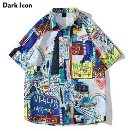 Men's Casual Shirts Graffiti Hawaiian Shirt Men 2022 Summer Thin Material Men's Shirts Z0224