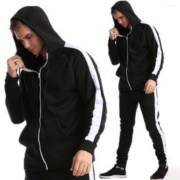 Men's Hoodies Zipper Suit Casual Slim Fit Patchwork Jacket Men 2 Piece Track Jogging Sportswear Hoodie Pants Two