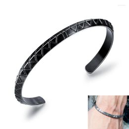 Bangle 6MM Retro Men's Bracelet Cuff Open Personalized For Boy Men Stainless Steel Gift Jewelry