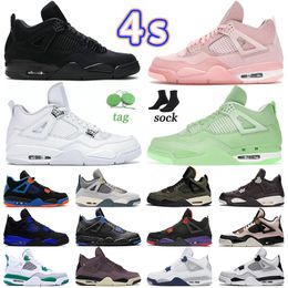 Original basketball shoes Jumpman 4s 4 low men women sneakers outdoor trainers New Black Cat Pure Money OW-Grass OW-Pink Silt Red Military Black KAWS Black Sample