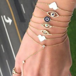 Bangle Vintage Gold Color Crystal Eyes Heart-shaped Sequins Bracelet Fashion Bracelets For Women Boho Multilevel Chain Jewelry