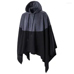 Men's Hoodies Quality Cosplay Loose Patchwork Casual Cloak Hooded Sweatshirts Men Jacket Coat Black Hip Hop Hoodie