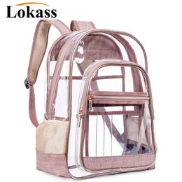 transparent bag fashion jelly simple backpack PVC hand men's and women's 230301