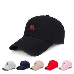 Ball Caps Unisex rose embroidery baseball cap for Men Women flower cap rapper Street hip pop hats cap outdoor sports men female hat Z0301