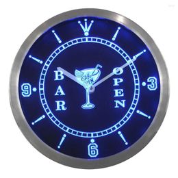 Wall Clocks Nc0447 Cocktails Bar Open Beer Wine Neon Light Signs LED Clock