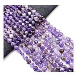 car dvr Charms 10Mm Straight Hole Heart Amethyst Natural Stone Crystal Pendants For Making Jewellery Whosale Drop Delivery Findings Components Dhwgo