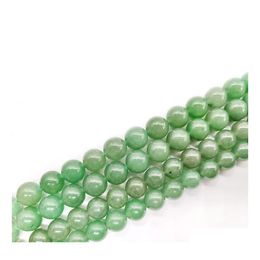 car dvr Loose Gemstones Green Aventurine Round Beads Polished Smooth Gemstone Crystal Energy Healing Bead Assortments For Jewellery Making Bra Dhvqr