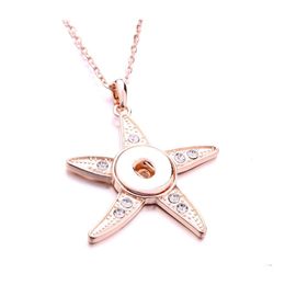 car dvr Pendant Necklaces Noosa Snap Button Necklace Rose Gold Owl Star Crystal Chunks Simple Fit 18Mm Buttons Jewelry Drop Delivery Pendants Dhh5O