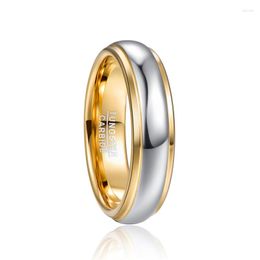 Wedding Rings NUNCAD 6mm Width Domed Polished Gold Colour Plateing Tungsten Steel Ring Band Comfort Fit Carbide