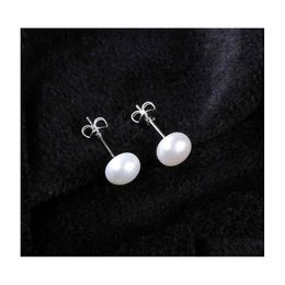 car dvr Dangle Chandelier 925 Sterling Sier Stud Earrings Round Elegant Koreanstyle Nanyang Bead Pearl Drop Delivery Jewellery Dh4Zd