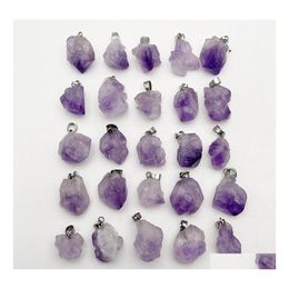 car dvr Charms Natural Amethysts Stone Pendants For Jewellery Making Irregar Accessories Drop Delivery Findings Components Dhv9I