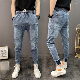 Men's Jeans Spring Autumn Stylish Elastic Waist Korean Fashion Streetwear Luxury Men's Pants Work Wear Slim Leggings Denim Men