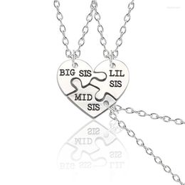 Chains 3 Peice Set Friend Peach Heart Necklace For Women Sister Shaped Stitching Pendant Friendship Jewelry Gift Wholesale