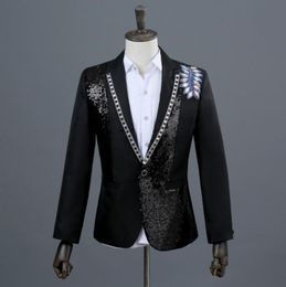 Men's Suits & Blazers 2 Piece Print Men Suit Slim Fit Dance Wedding Prom Party Blazer Tux Trousers Set