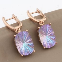 Dangle Earrings & Chandelier Fashion Luxury Big Square Shape Design 585 Rose Gold Colour For Women Wedding Elegant JewelryDangle
