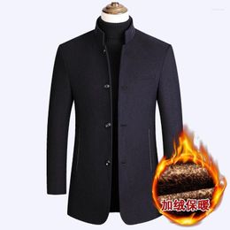 Men's Wool & Blends Autumn And Winter Middle Aged Mens Woollen Coat Plus Cotton Padded Jacket Stand Up Collar Short Dad OutfitMen's Nell22