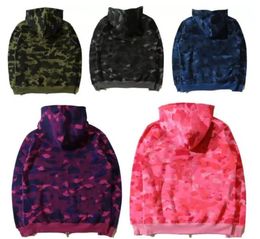 23SSMens Designer Hoodies zip up shark jackets long sleeve hooded coats Loose Camouflage Jacket print woman hoody