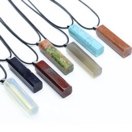 Natural Crystal Stone Silver Plated Pendant Necklaces With Rope Chain For Women Men Party Club Decor Jewellery