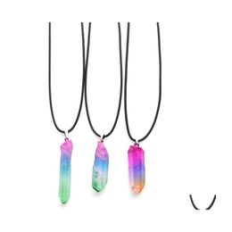 car dvr Pendant Necklaces 7 Colorf Plating Crystal Pillar Charms Rainbow Necklace Jewelry For Women Men Wholesale Drop Delivery Pendants Dhlv5