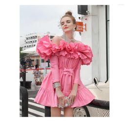 Party Dresses Sweet Princess Short Homecoming Off The Shoulder Puffy Ruffles Long Sleeves Women Elegant Prom Cocktail Gowns