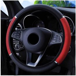 Steering Wheel Covers 38cm Elastic Car Cover Foamed Leather Material Fashion Dynamic Metal Easy To Instal Interior Accessories