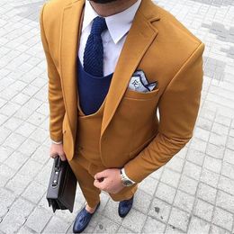Men's Suits Tailored Yellow Men Suit Slim Fit Business Casual Street Style Blazer Costume Homme Mariage Tuxedo Wedding For