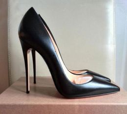 Brand High Pumps Heel Women Genuine Leather Red Shiny Bottoms 8 10 12cm Thin Heels Sexy Pointed Toe Shallow Nude Black Wedding Shoes 35-43 S 379