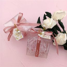 Gift Wrap 20/30/50pcs Matte PVC Box Wedding Favours For Guests Just You Ribbon Thank Tags Sweets Dragees Clear BaptismGift