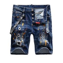 TR APSTAR dsq short Men's Jeans Hip Hop Rock Moto Mens Design Denim Biker DSQ summer blue Jeans short 1115