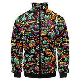 Men's Jackets 3d Psychedelic Graffiti DJ Printed Hoodies Long Sleeve Drawstring Jacket Pullover Sudaderas Hombre Plus Size Sweatshirt 230301