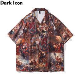 Men's Casual Shirts Dark Full Printing Men's Shirts Summer Thin Material Shirts for Man Streetwear Clothes Z0224