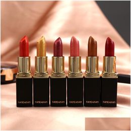 Lipstick Handaiyan Color Change Glitter Lipsticks Gold Bling Diamond Metal Hydrating Moisturizer Easy To Wear Makeup Lip Drop Delive Dhnux