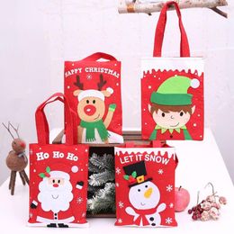 Christmas Decorations Candy Bags Pouch Cotton Santa Claus Snowmen Xmas Tree Hanging Gift Bag Children Drawstring Container Large 1Pcs