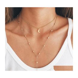 car dvr Strands Strings Mtilayer Moon Bead Chain Necklace Item Pendant Sequin Jewellery For Women Wedding Gifts Drop Delivery Necklaces Pendan Dhlxn