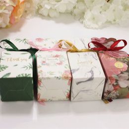 Gift Wrap 20/50PCS Marble Design Wedding Dragees Gift Box Baby Shower Party Deco Mariage Birthday Party Favours Flower Gift Bags Wrapping 230301
