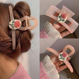 Clamps Hairpin Women And Girls Hair Grabbing Shark Hair Clip Highlight Elegance Hair Claw Hair Accessories Rose Hair Clip