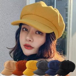 Berets Sboy Caps For Women Gatsby Cap Woollen Octagonal Baker Peaked Beret Driving Hat Female Sunscreen Hats Painter Tour