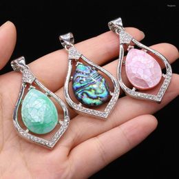 Pendant Necklaces Natural Shell Pendants Alloy Multicolor Water Drop Shape Abalone For Jewellery Making Women Party