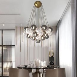 Chandeliers Nordic Modern LED Chandelier For Living Room Children Bedroom Stair Dining Kitchen Ceiling Pendant Lamp Glass Ball G9 Light