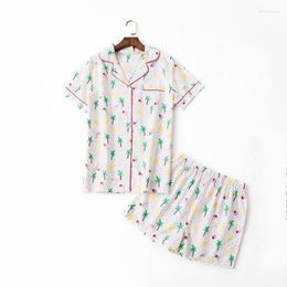 Women's Sleepwear 2023 Summer Women Tree Print Pyjama Sets Casual Homewear Cotton Two-Piece Suit Female Short Sleeved Shirt Shorts