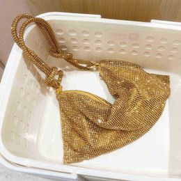 Handle Shining Crystal Rhinestones Evening clutch Bag Purses and handbag luxury Designer silver Shoulder Hobo 220526