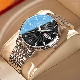 Wristwatches POEDAGAR 827 Fashion Watch Men Stainless Steel Top Waterproof Luminous Wristwatch Mens Watches Sports Quartz Date